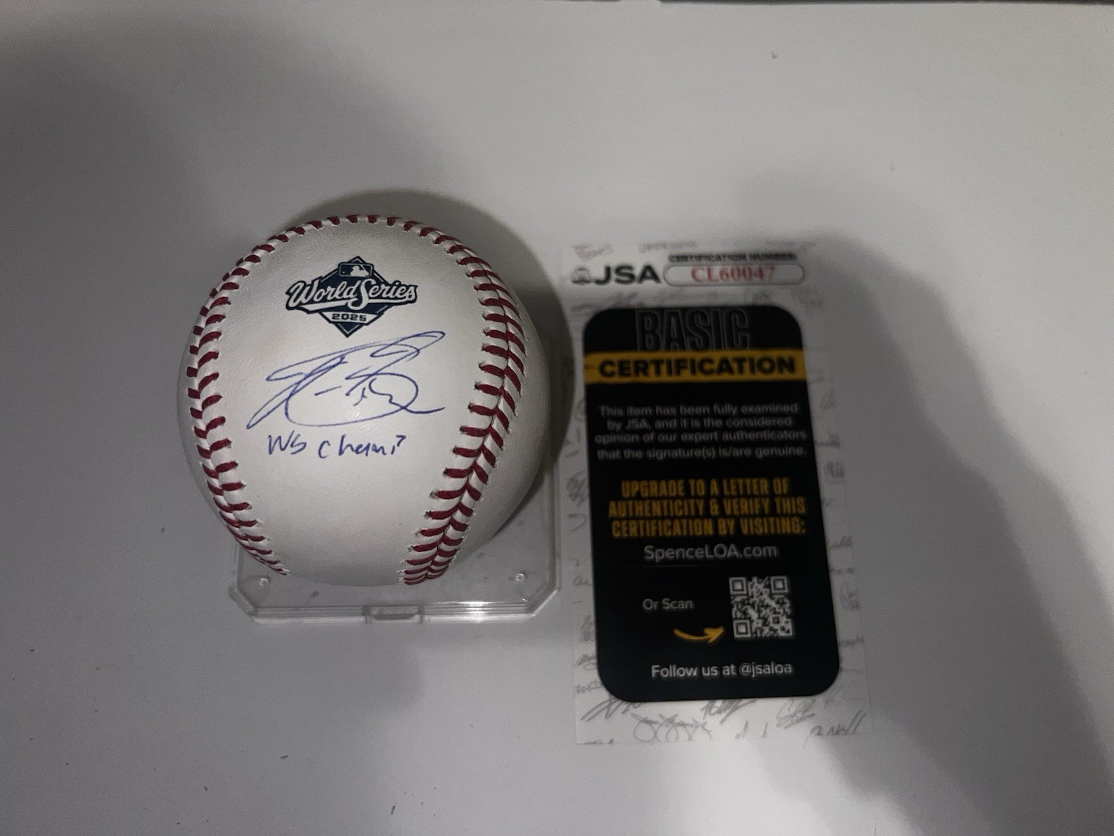 Tyler Glasnow Signed Official 2025 World Series Baseball LA Dodgers JSA Auth