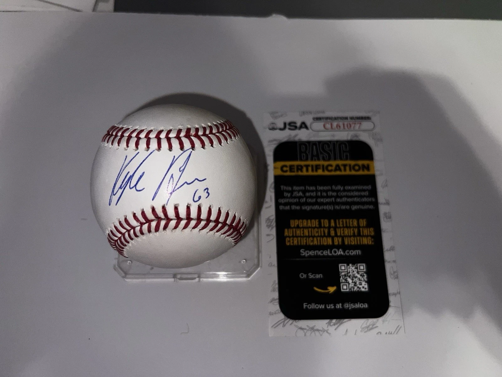 Kyle Hurt Signed Official Major League Baseball LA Dodgers JSA Auth