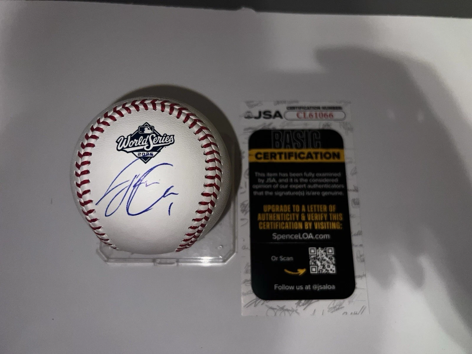 Justin Dean Signed Official 2025 World Series Baseball LA Dodgers JSA Auth