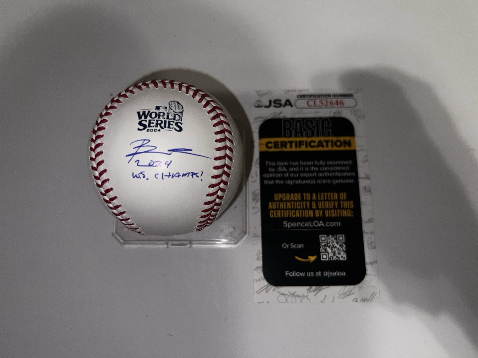 Ben Casparius Signed Official 2024 World Series Baseball LA Dodgers JSA Auth