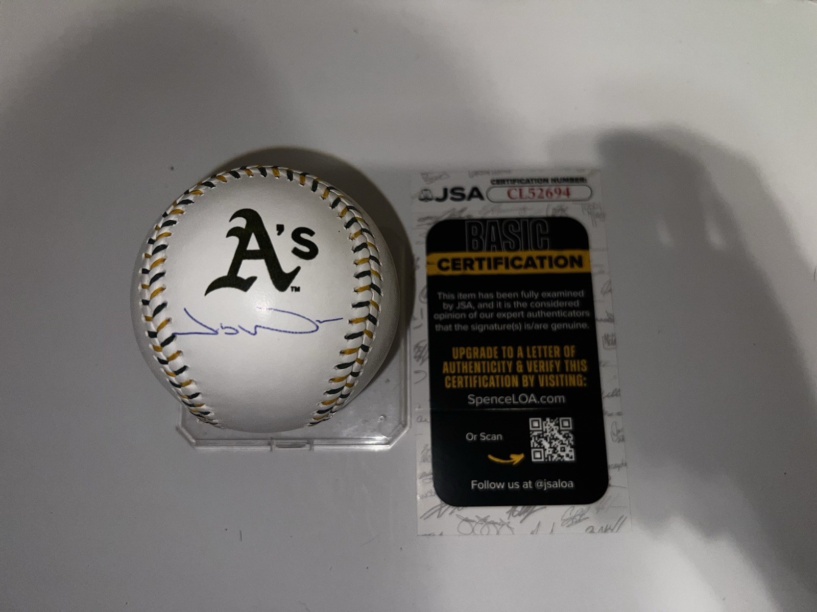 Jacob Wilson Signed Official Athletics Team Stitched Baseball JSA Auth