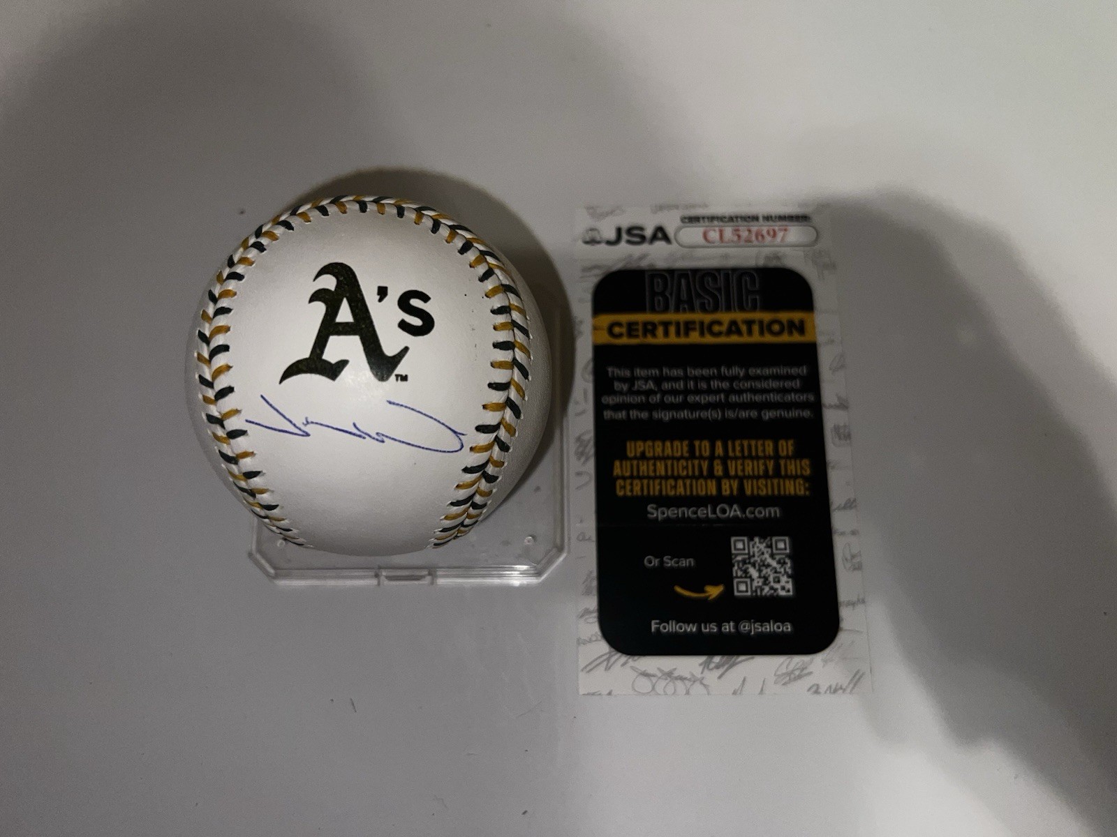 Jacob Wilson Signed Official Athletics Team Stitched Baseball JSA Auth #2