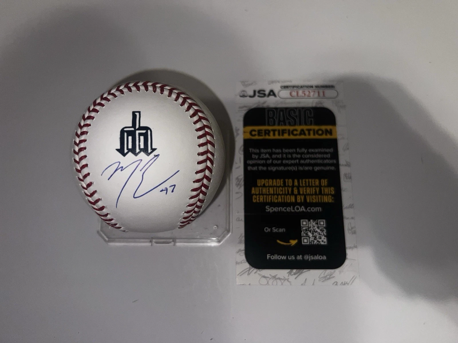 Matt Brash Signed Official Seattle Mariners City Connect Baseball JSA Auth