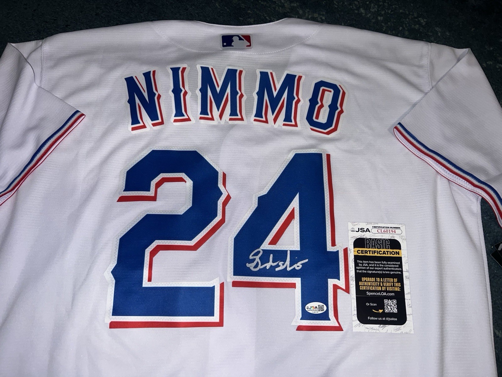 Brandon Nimmo Signed Texas Rangers Jersey All Star Slugger JSA Auth