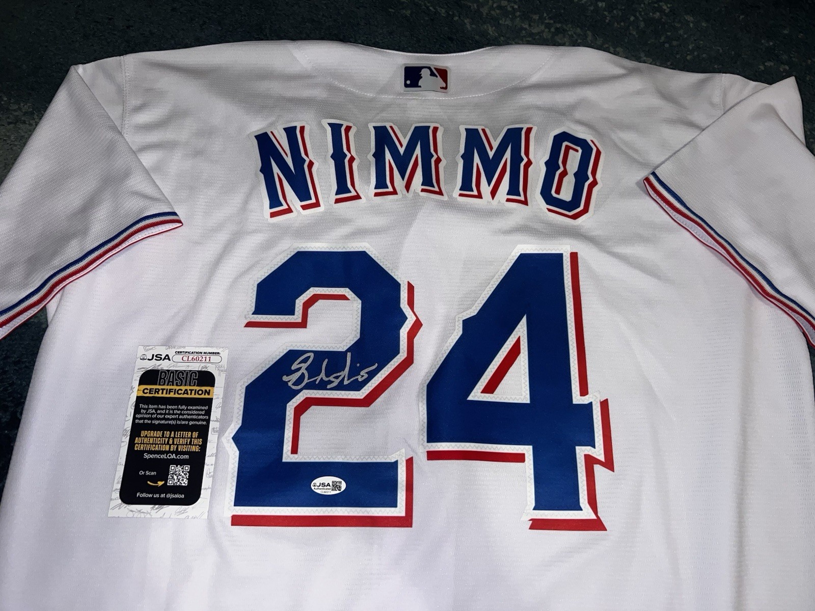 Brandon Nimmo Signed Texas Rangers Jersey All Star Slugger JSA Auth #2