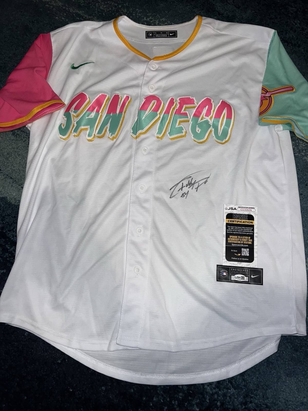 Freddy Fermin Signed San Diego Padres Jersey Superstar Slugger JSA Auth