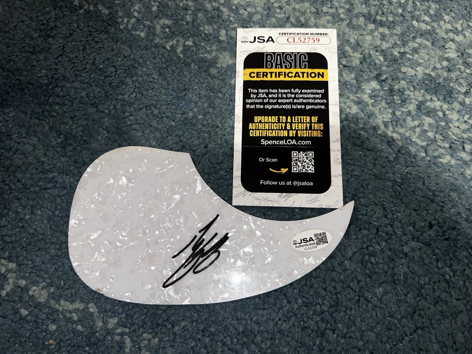 Bailey Zimmerman Signed Acoustic Pickguard Country Music Legend JSA Auth #3