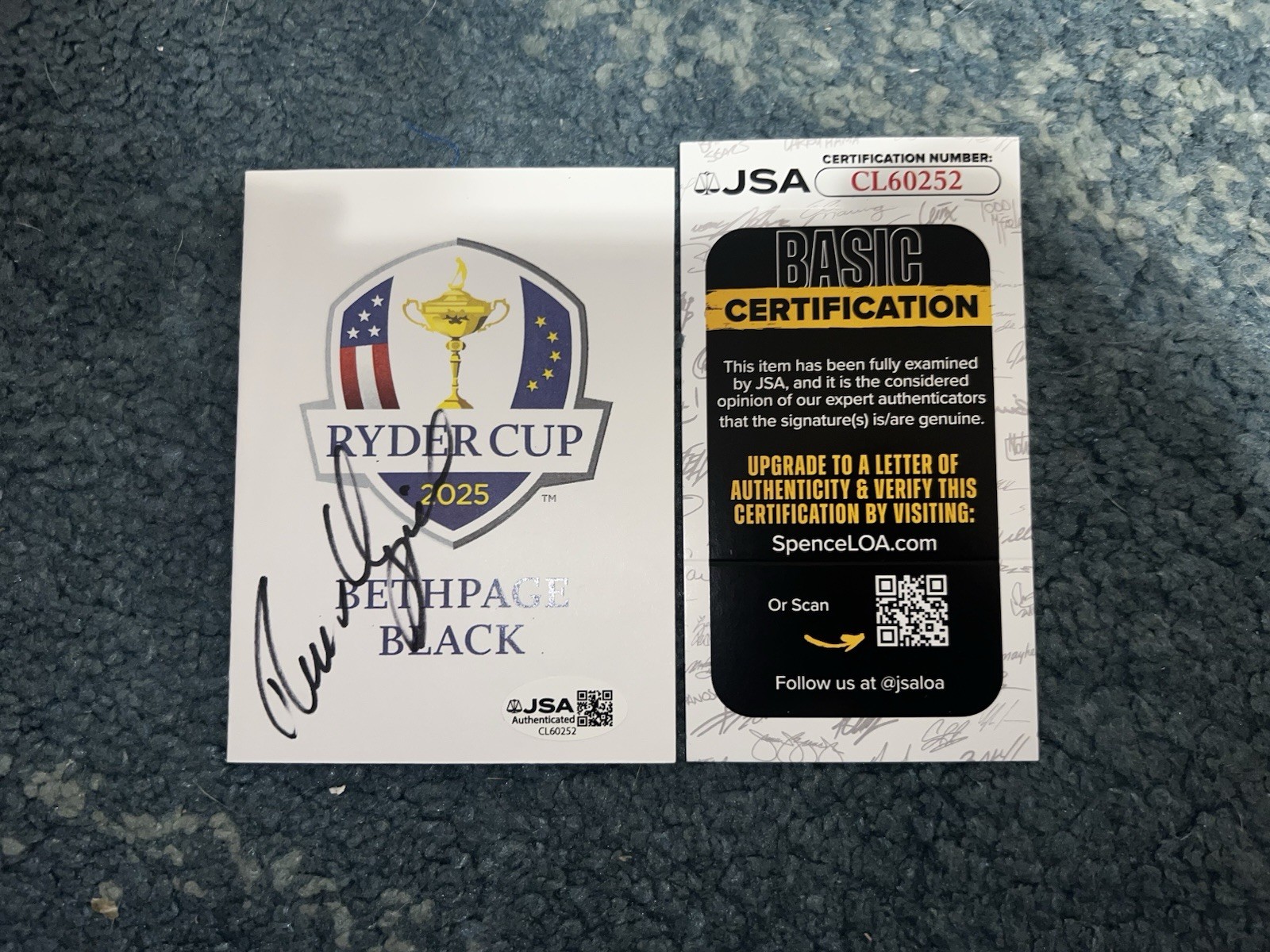 Rasmus Hojgaard Signed 2025 Ryder Cup Scorecard Bethpage Black JSA Auth #2