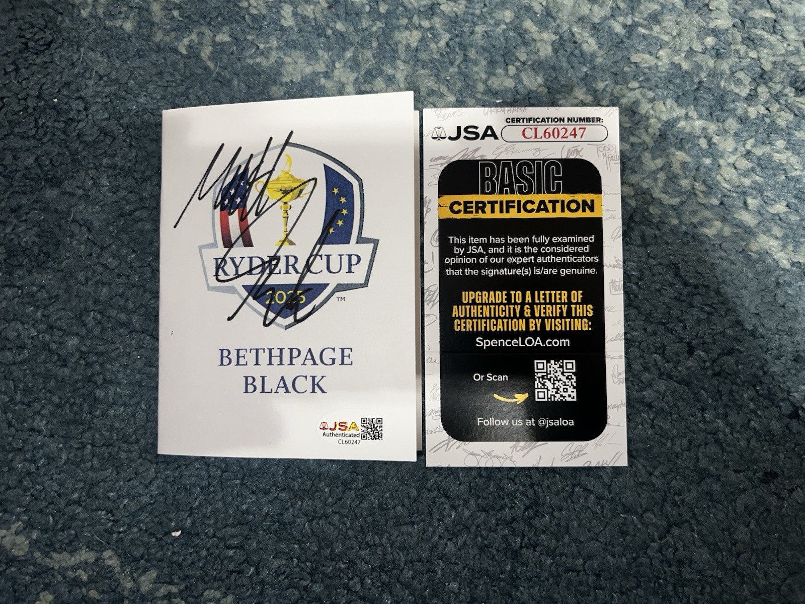 Matt Fitzpatrick Signed 2025 Ryder Cup Scorecard Bethpage Black JSA Auth #3