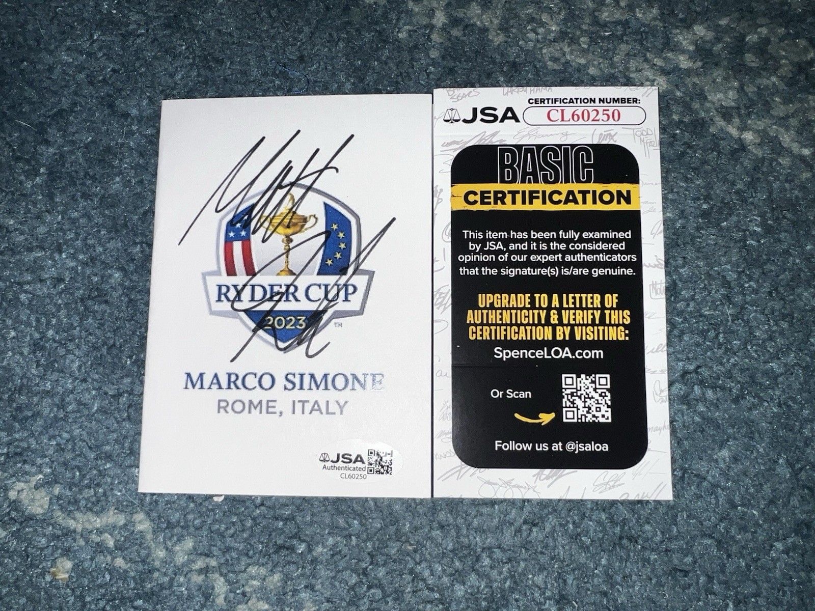 Matt Fitzpatrick Signed 2023 Ryder Cup Scorecard Marco Simone JSA Auth #2