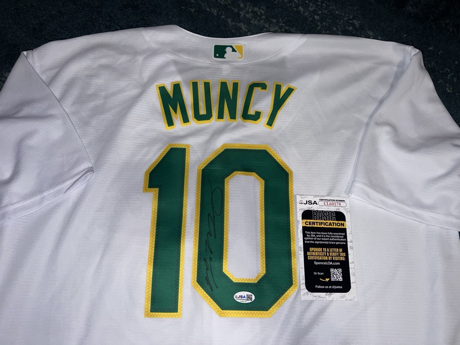 Max Muncy Signed Athletics Jersey Superstar Slugger Las Vegas JSA Auth