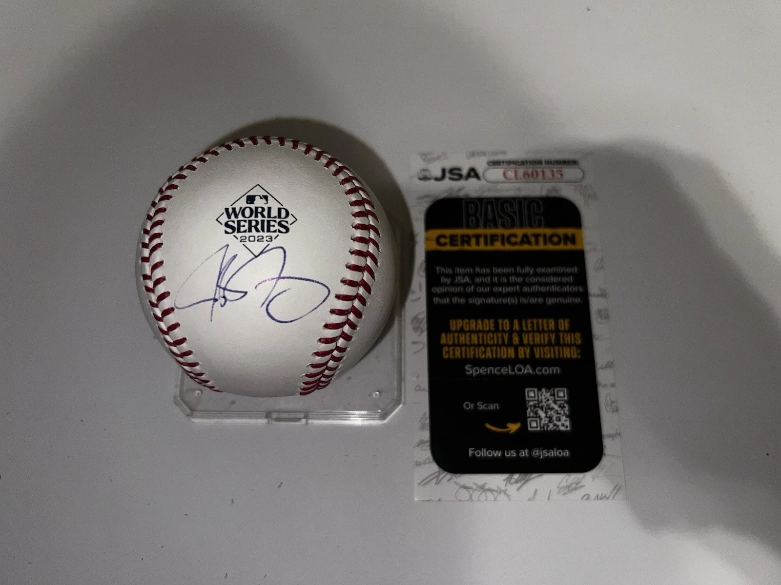 Josh Jung Signed Official 2023 World Series Baseball Tex Rangers JSA Auth