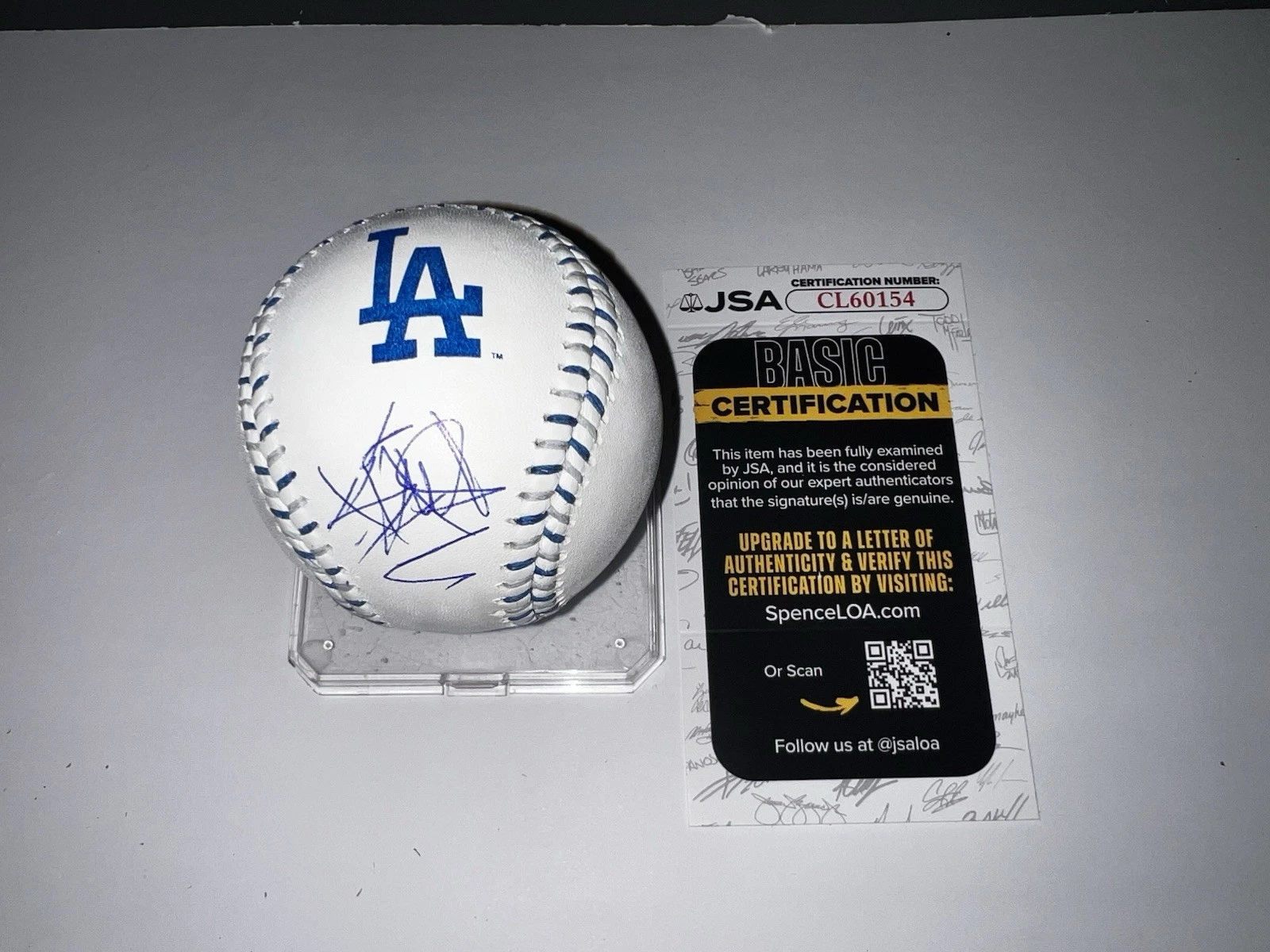 Travis Barker Signed Official Los Angeles Dodgers Team Stitched Baseball JSA