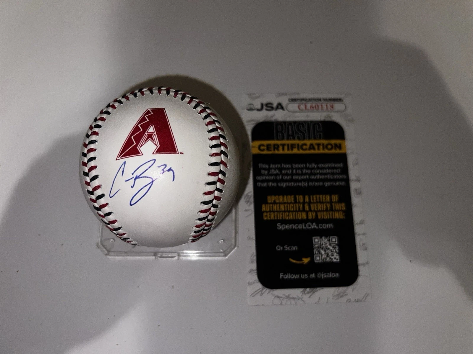 Corbin Burnes Signed Official Arizona DBacks Team Stitched Baseball JSA Auth