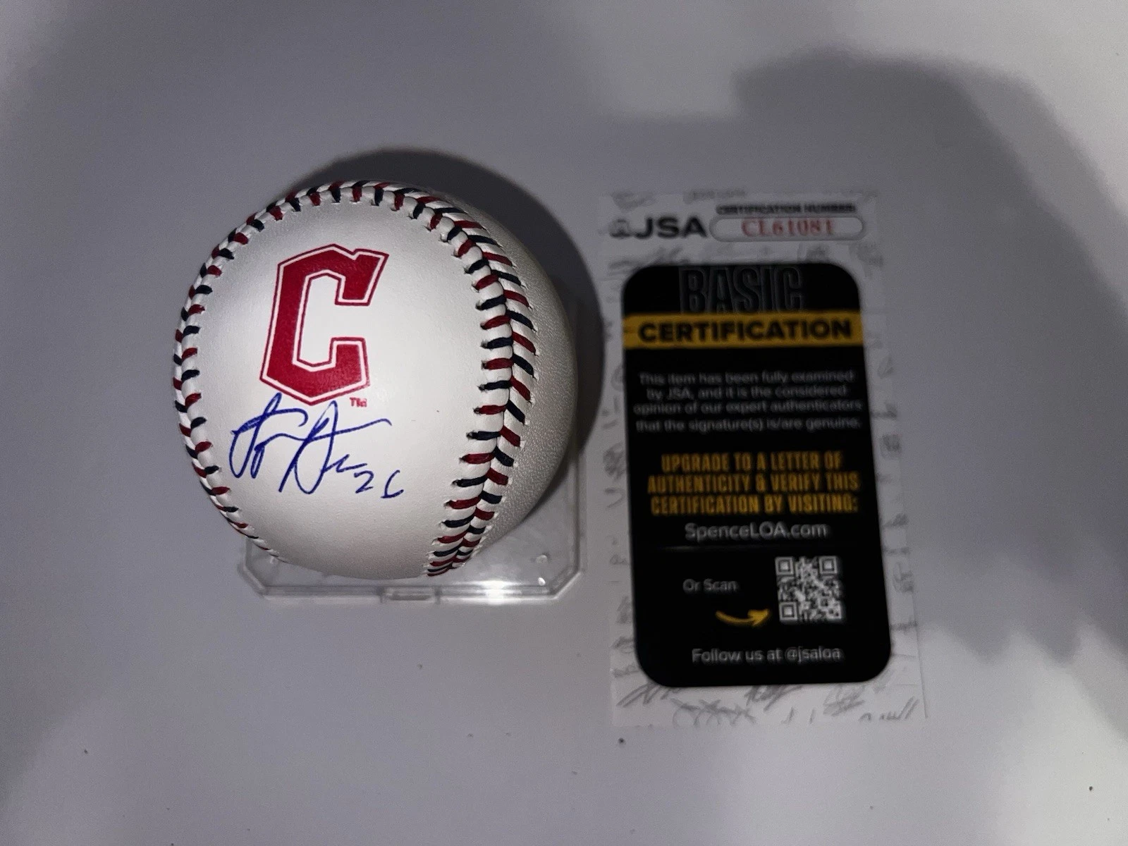 Logan Allen Signed Official Cleveland Guardians Team Stitched Baseball JSA Auth