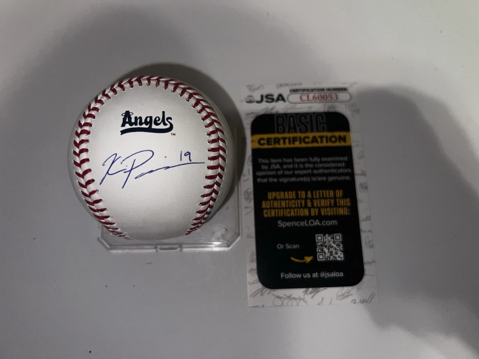 Kyren Paris Signed Official Los Angeles Angels City Connect Baseball JSA