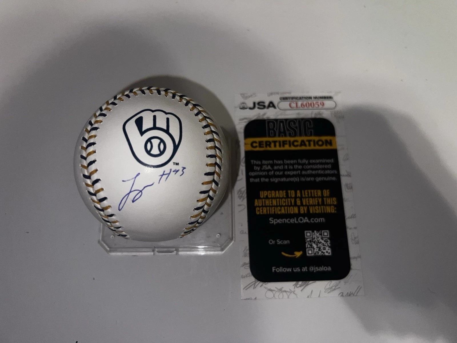Logan Henderson Signed Official Milwaukee Brewers Team Stitched Baseball JSA