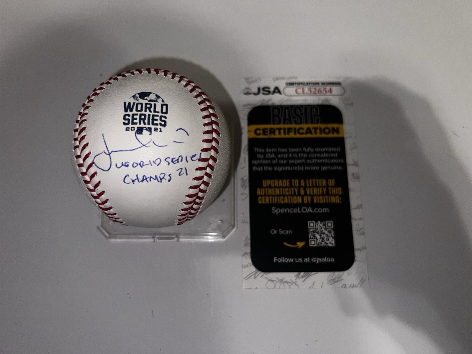 Jacob Webb Signed Official 2021 World Series Baseball Atlanta Braves JSA Auth