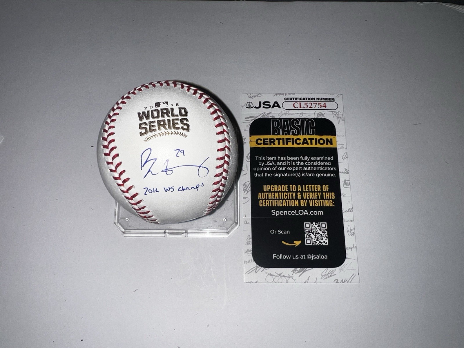 Rob Zastryzny Signed Official 2016 World Series Baseball Chicago Cubs JSA Auth