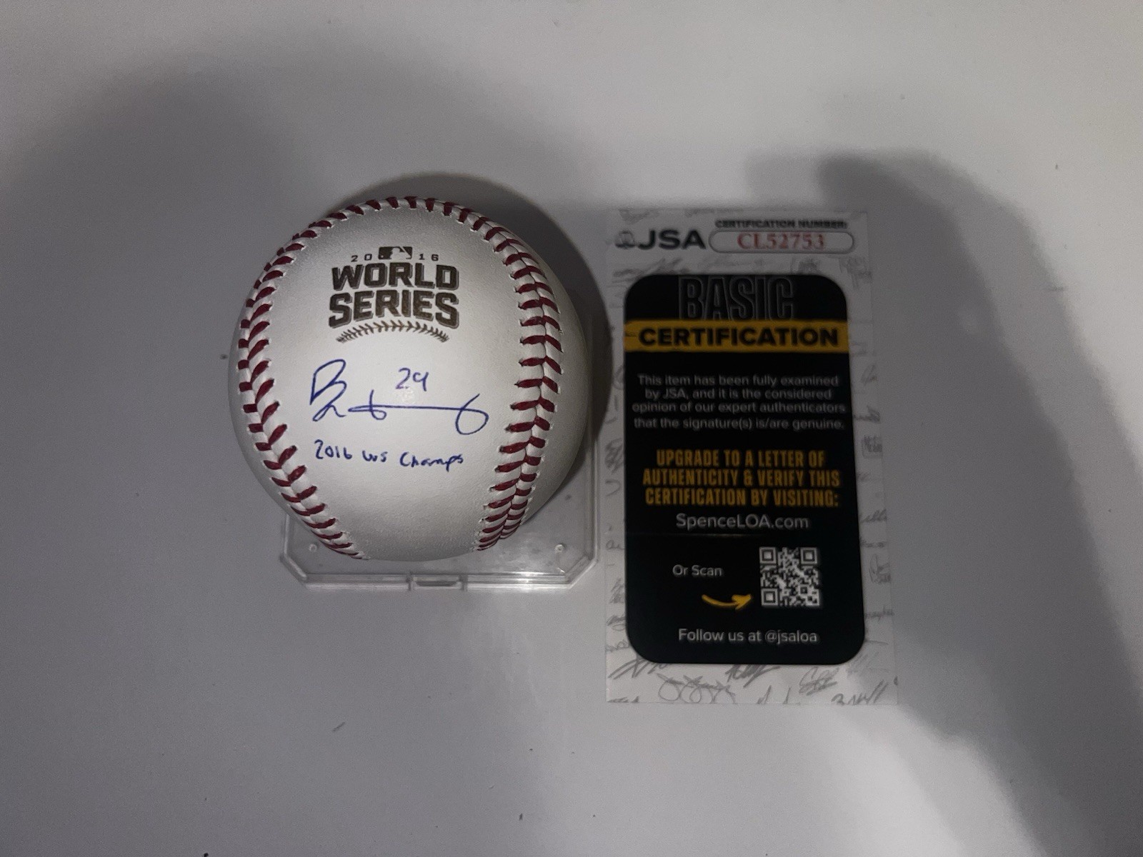 Rob Zastryzny Signed Official 2016 World Series Baseball Chicago Cubs JSA Auth 2