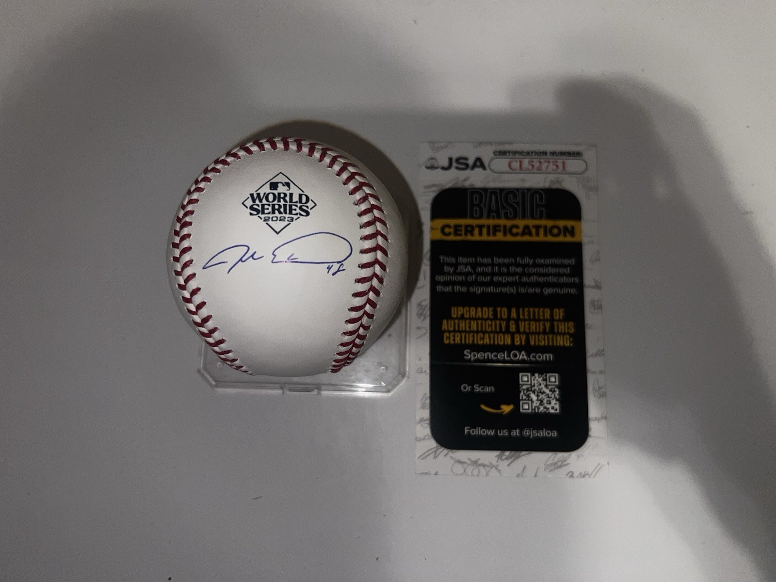 Jacob deGrom Signed Official 2023 World Series Baseball Texas Rangers JSA Auth