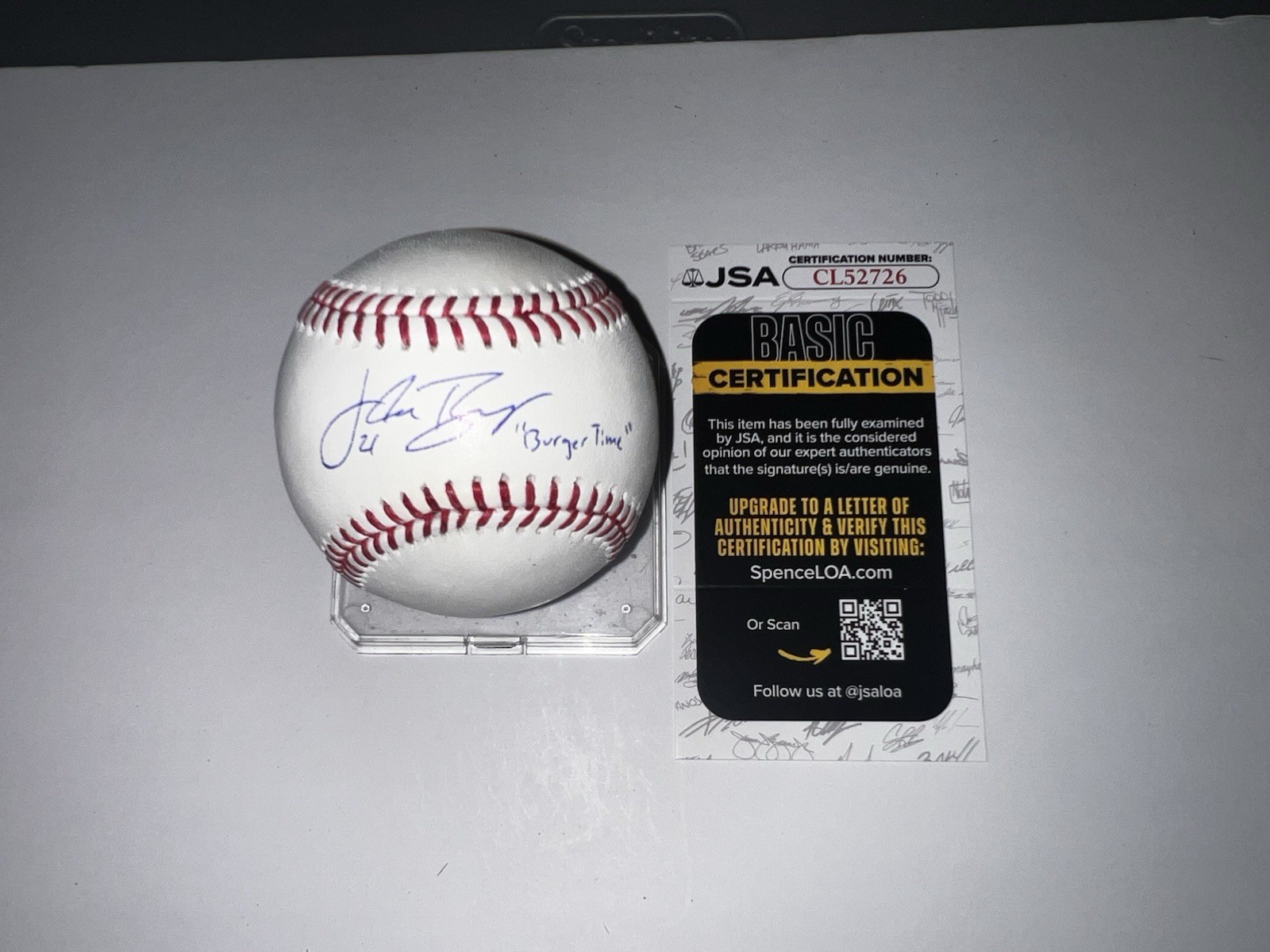 Jake Burger Signed Official Major League Baseball Texas Rangers JSA Auth #2