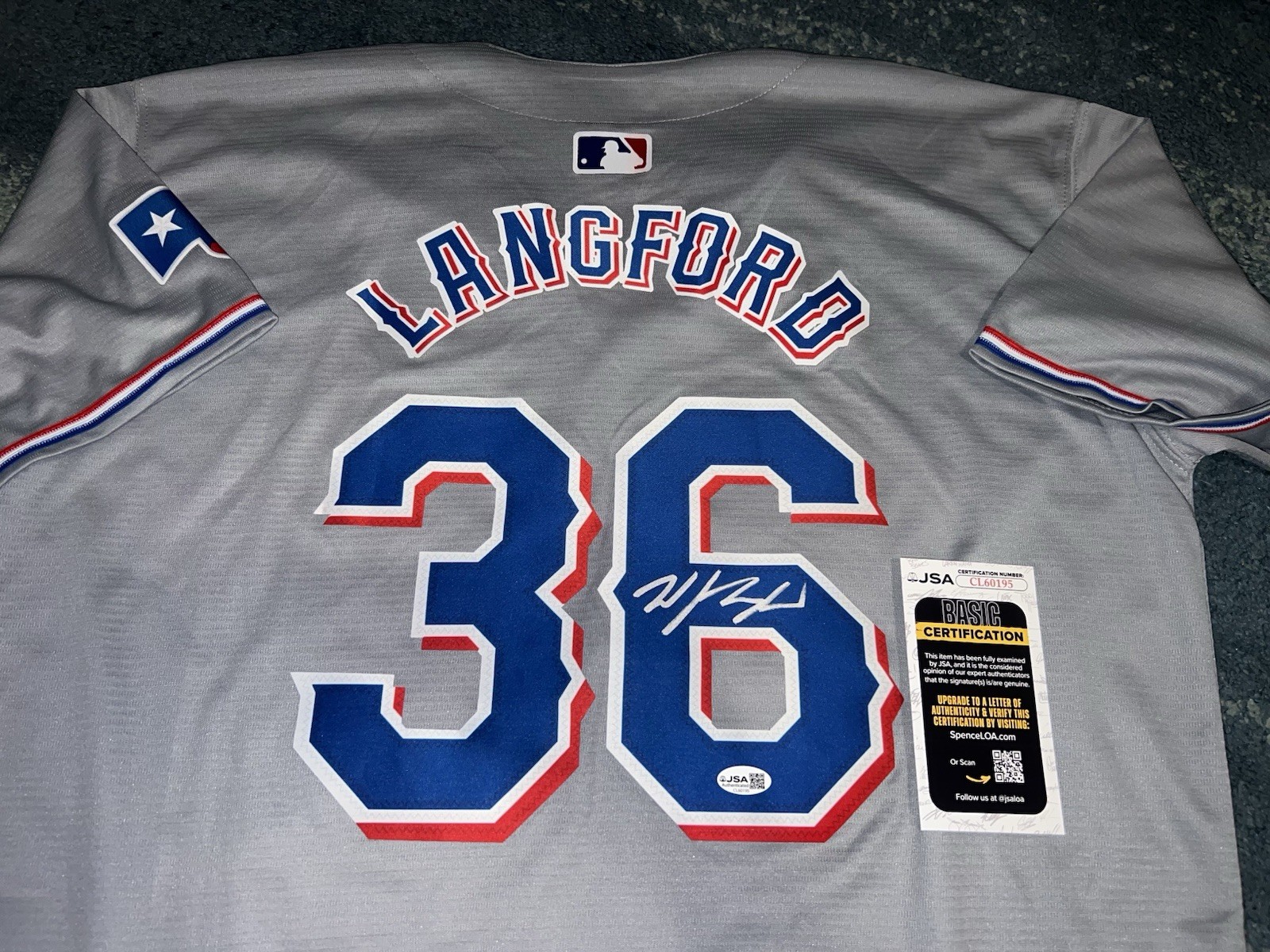 Wyatt Langford Signed Texas Rangers Jersey All Star Slugger JSA Auth