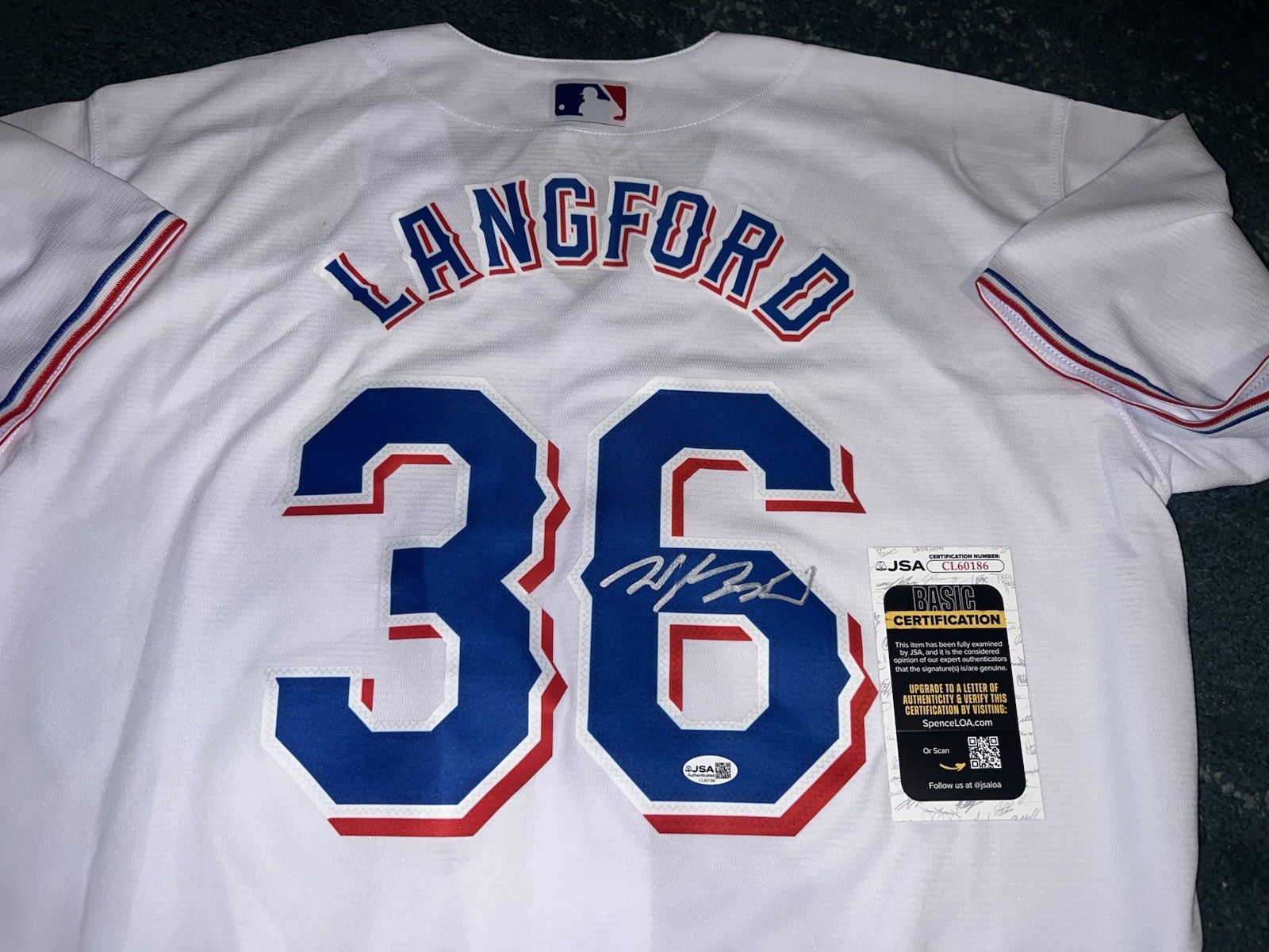 Wyatt Langford Signed Texas Rangers Jersey All Star Slugger JSA Auth #2