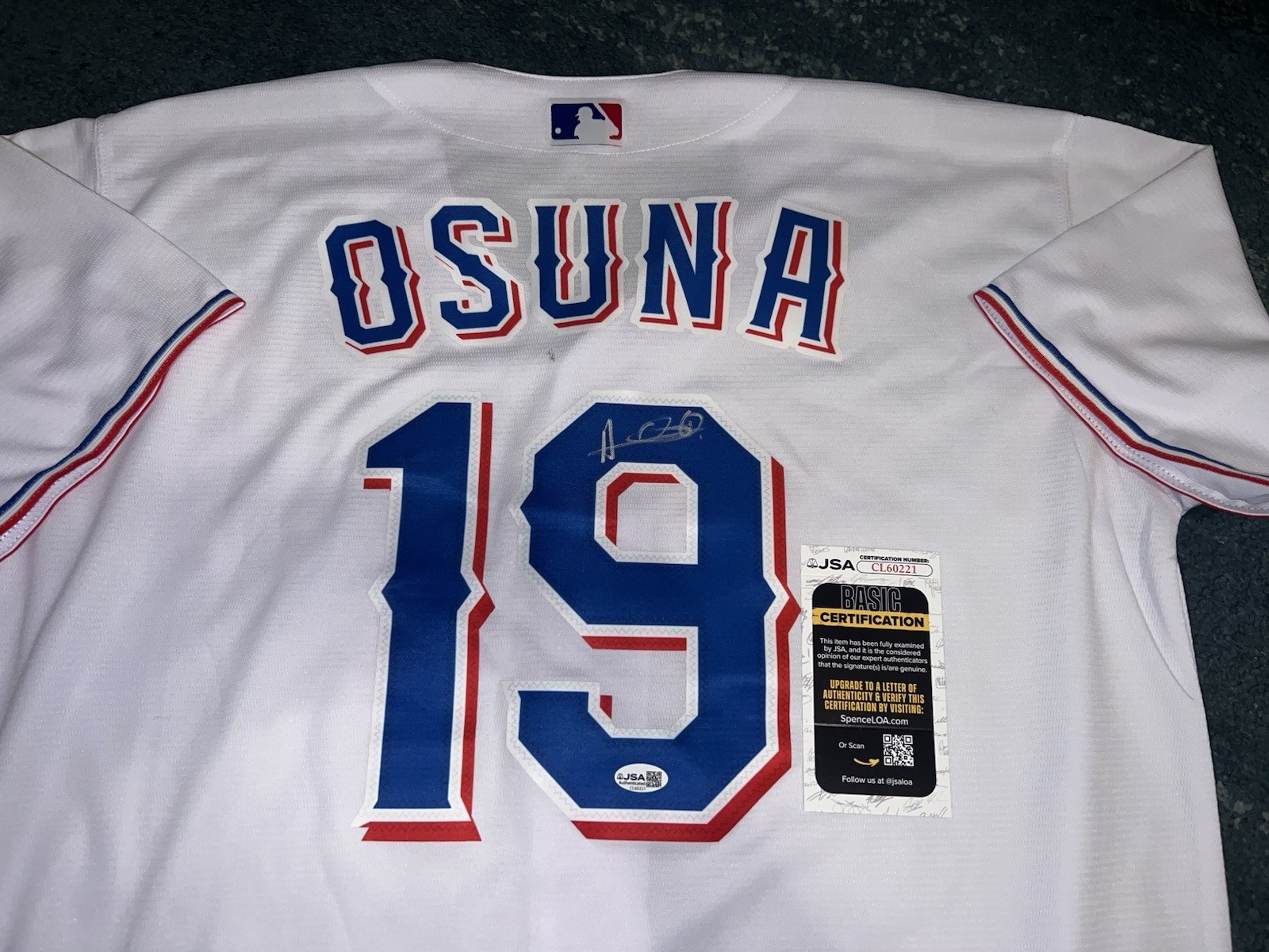 Alejandro Osuna Signed Texas Rangers Jersey All Star Slugger JSA Auth