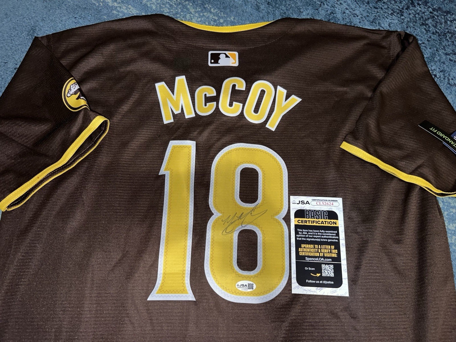 Mason McCoy Signed San Diego Padres Jersey Superstar Slugger JSA Auth