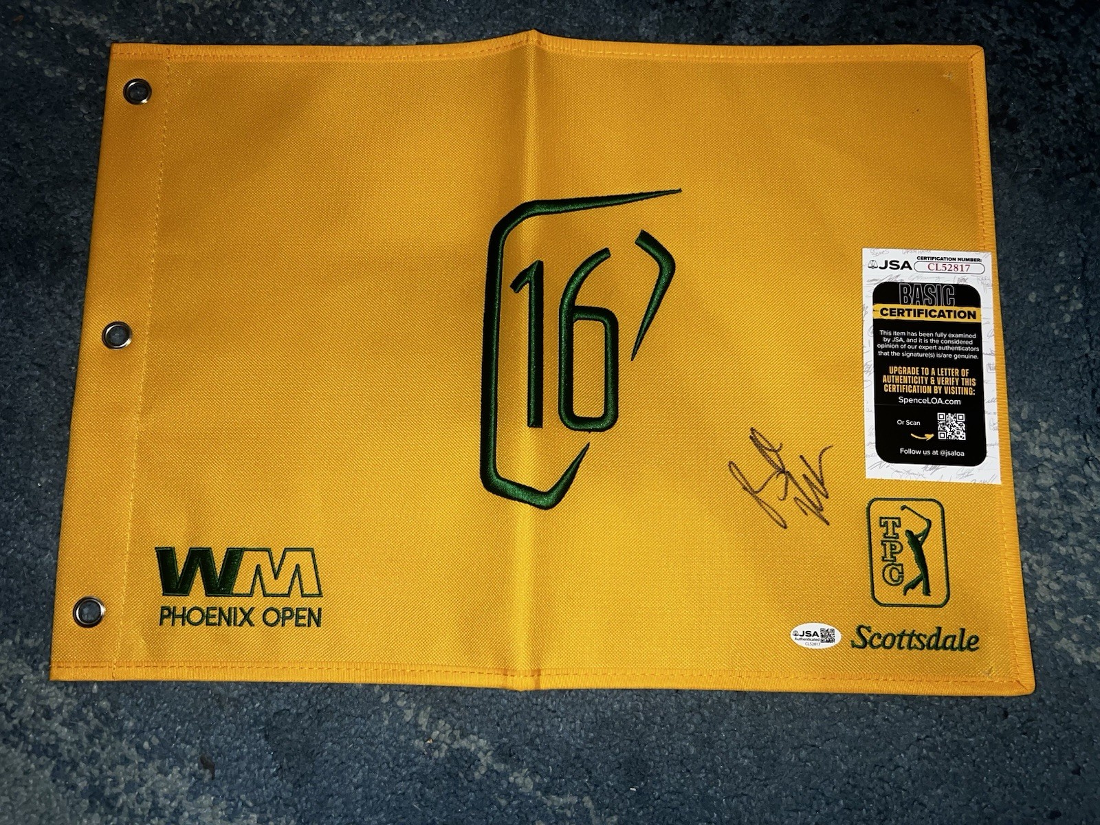 Brooks Koepka Signed Official Waste Management Flag 16th Hole JSA Auth