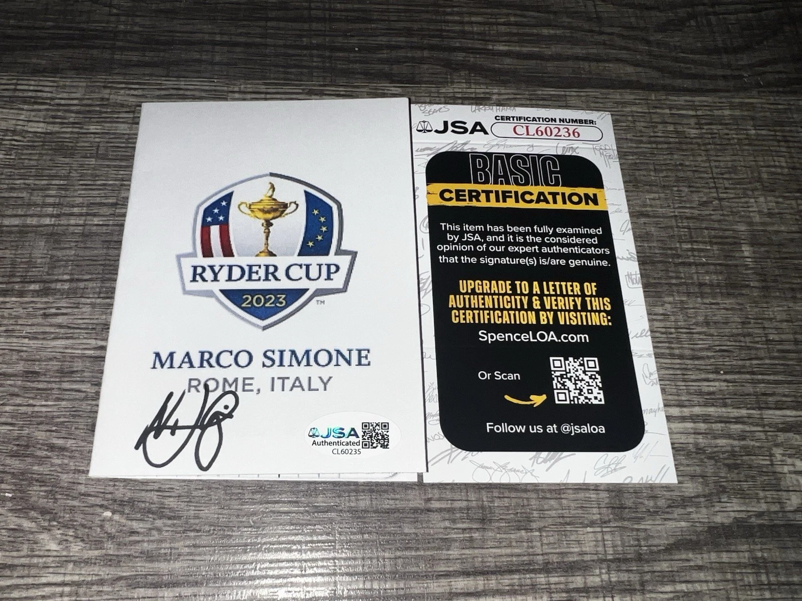 Nicolai Hojgaard Signed 2023 Ryder Cup Scorecard Marco Simone JSA Auth #2