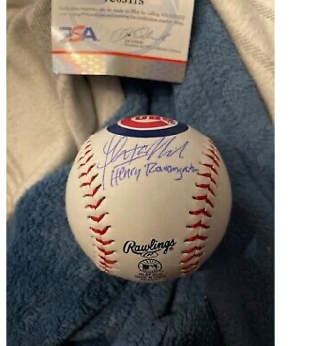 THOMAS IAN NICHOLAS ROOKIE OF THE YEAR SIGNED CHICAGO CUBS LOGO BALL PSA COA