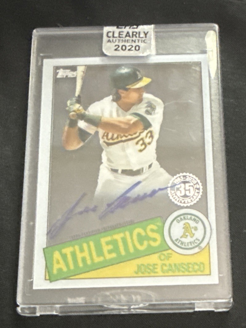 2020 Topps Clearly Authentic Jose Canseco #TBA-JCA 1985 Topps Retro Autograph