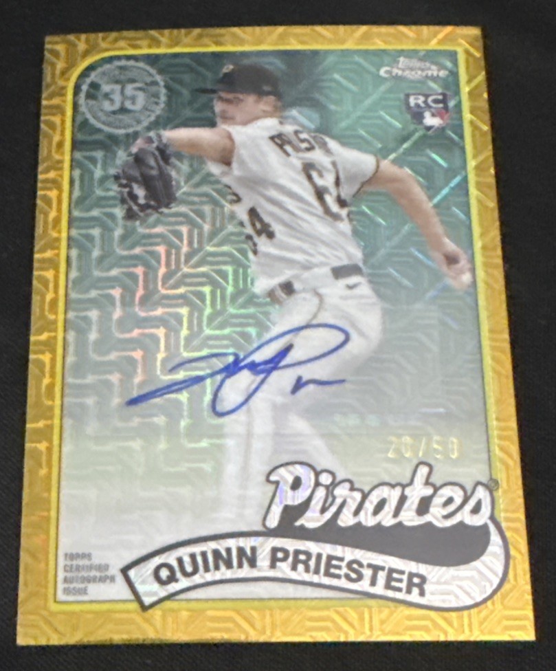 2024 Topps Quinn Priester 1989 35th Anniversary Chrome Auto RC Gold #/50