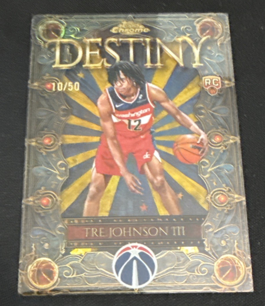 2025-26 Topps Chrome Tre Johnson Destiny RC Gold/50 Wizards #D-6