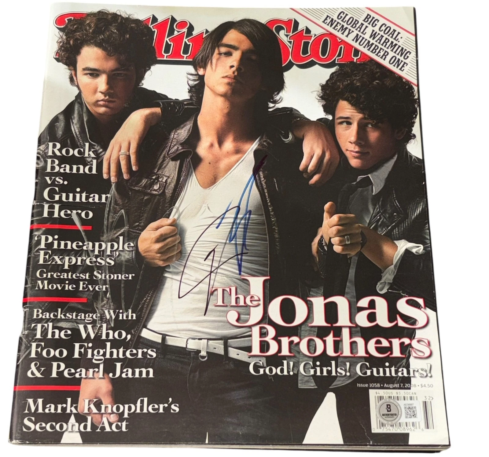 Jonas Brothers 3+ Signed Autograph Rolling Stone Magazine Authentic Beckett BAS