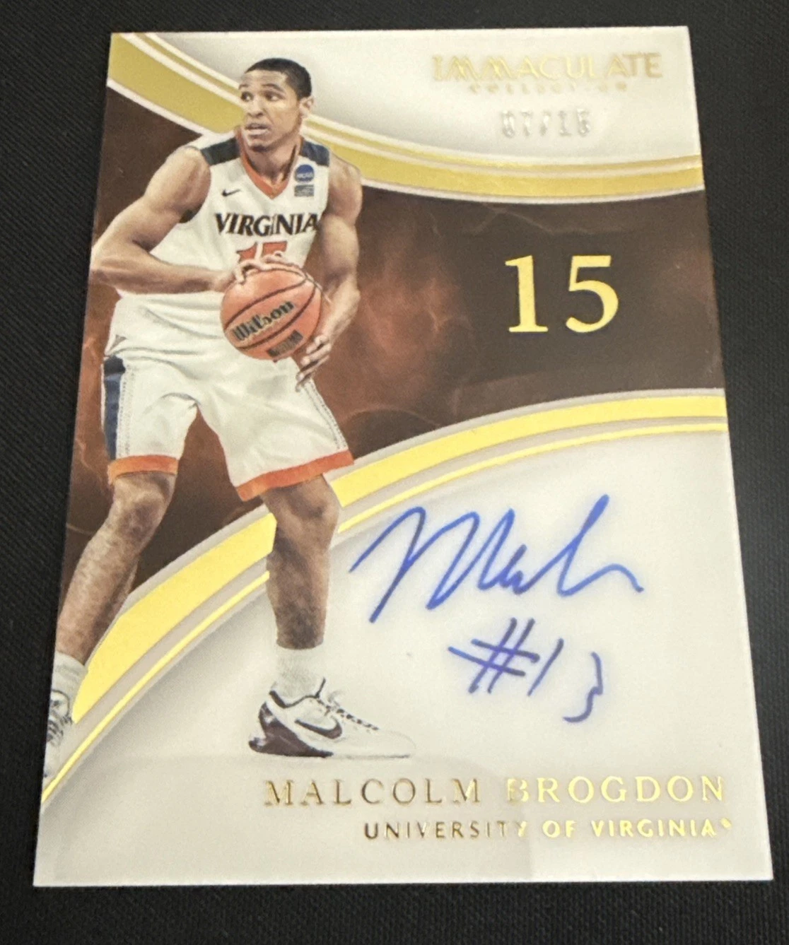 2016 Panini Immaculate Collegiate Malcolm Brogdon Rookie Auto #7/15 Virginia