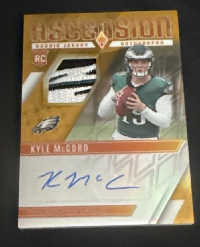 2025 Panini Phoenix Ascension Gold 3 Colored Sick Patch Auto Kyle McCord 10/10