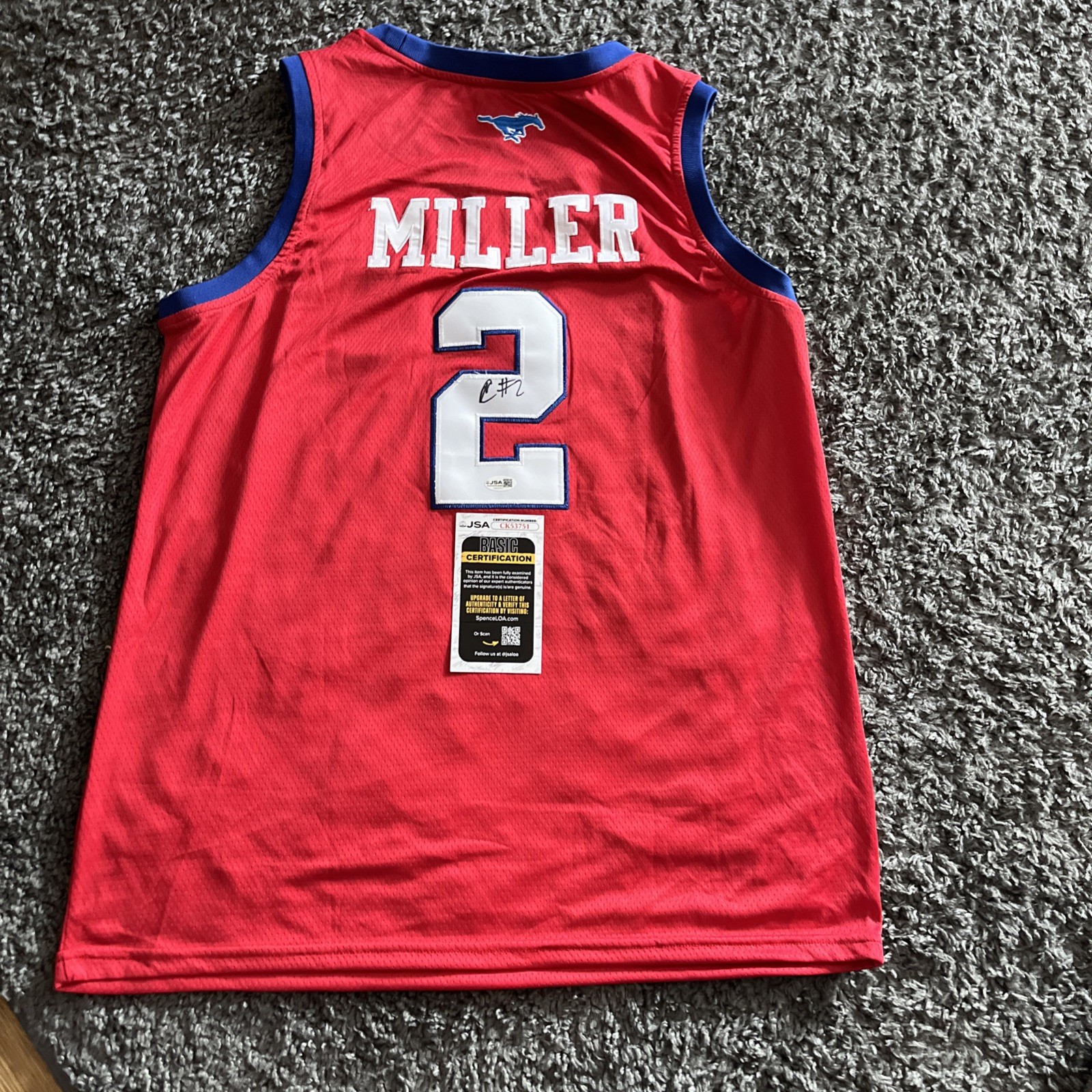 SMU MUSTANGS- KEVIN BOOPIE MILLER SIGNED AUTOGRAPHED JERSEY JSA CERTIFIED ACC