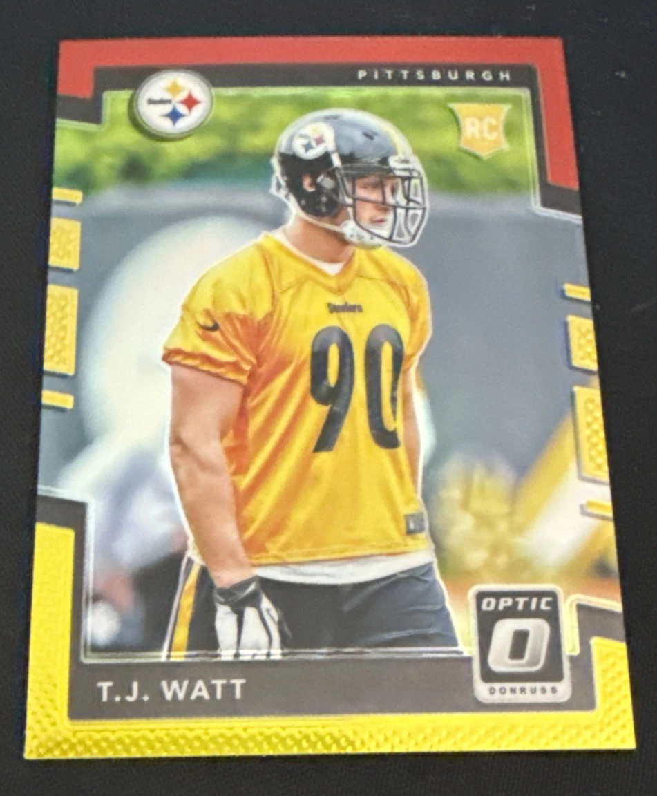 2017 Donruss Optic - Rookies T.J. Watt #122 Red & Yellow Prizm (RC)
