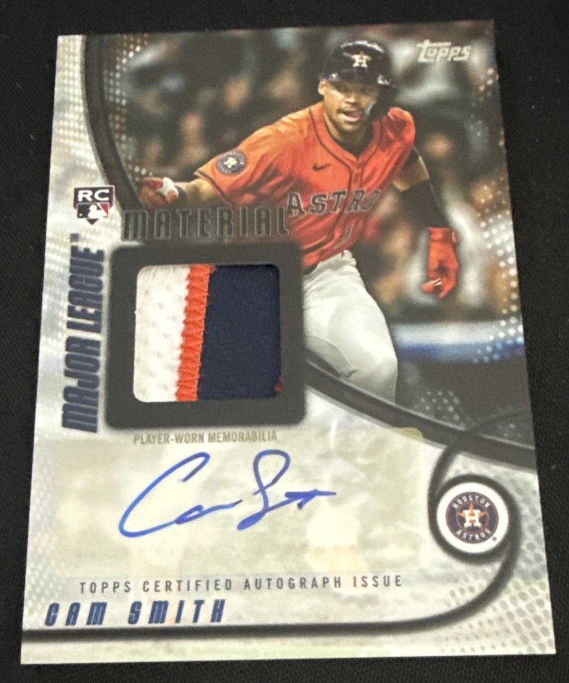 2025 Topps Update Cam Smith Major League Material Auto RC Patch Black 1/10 First