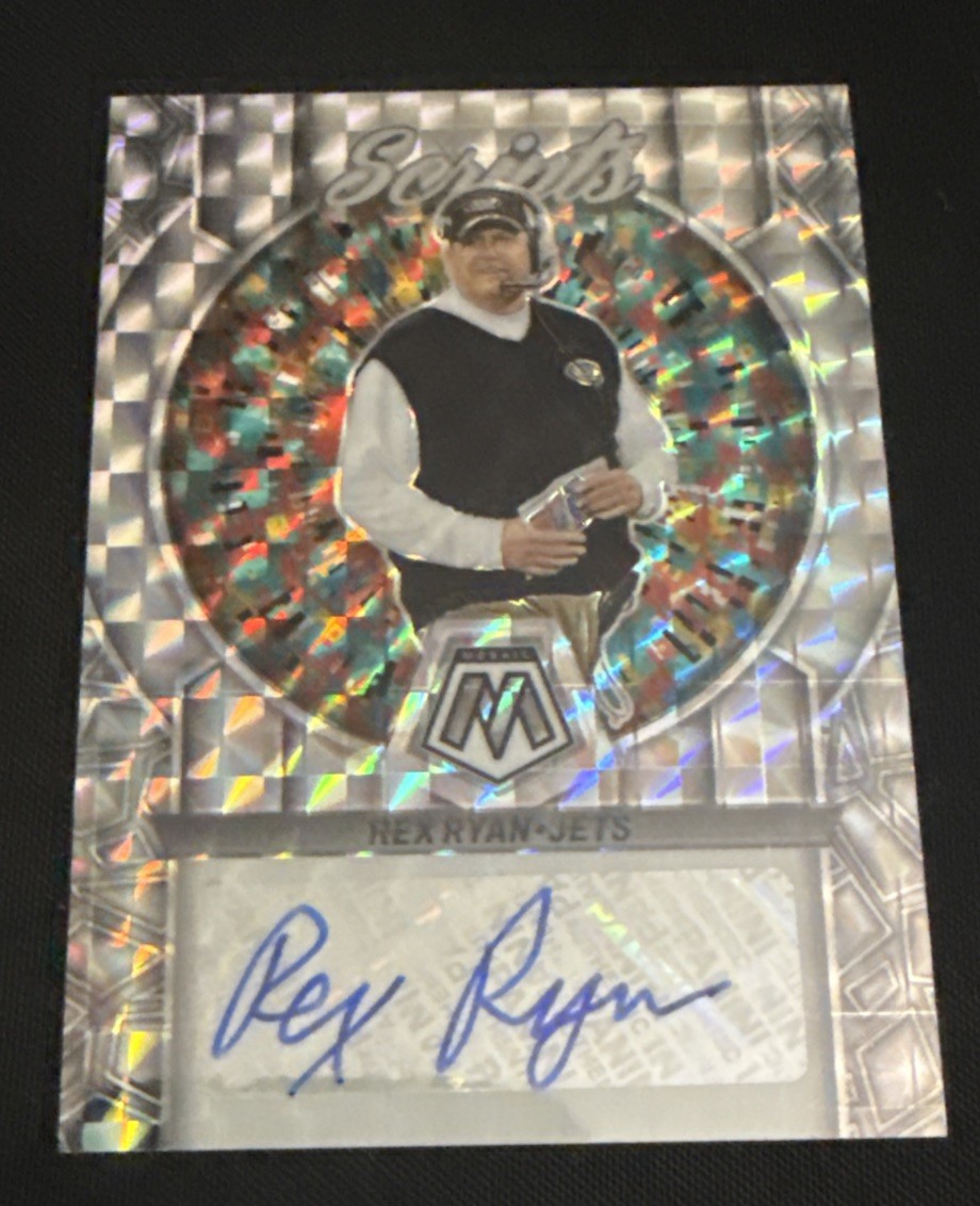 Rex Ryan 2023 Panini Mosaic Scripts Auto Mosaic Prizm Autograph #S22 Coach Jets