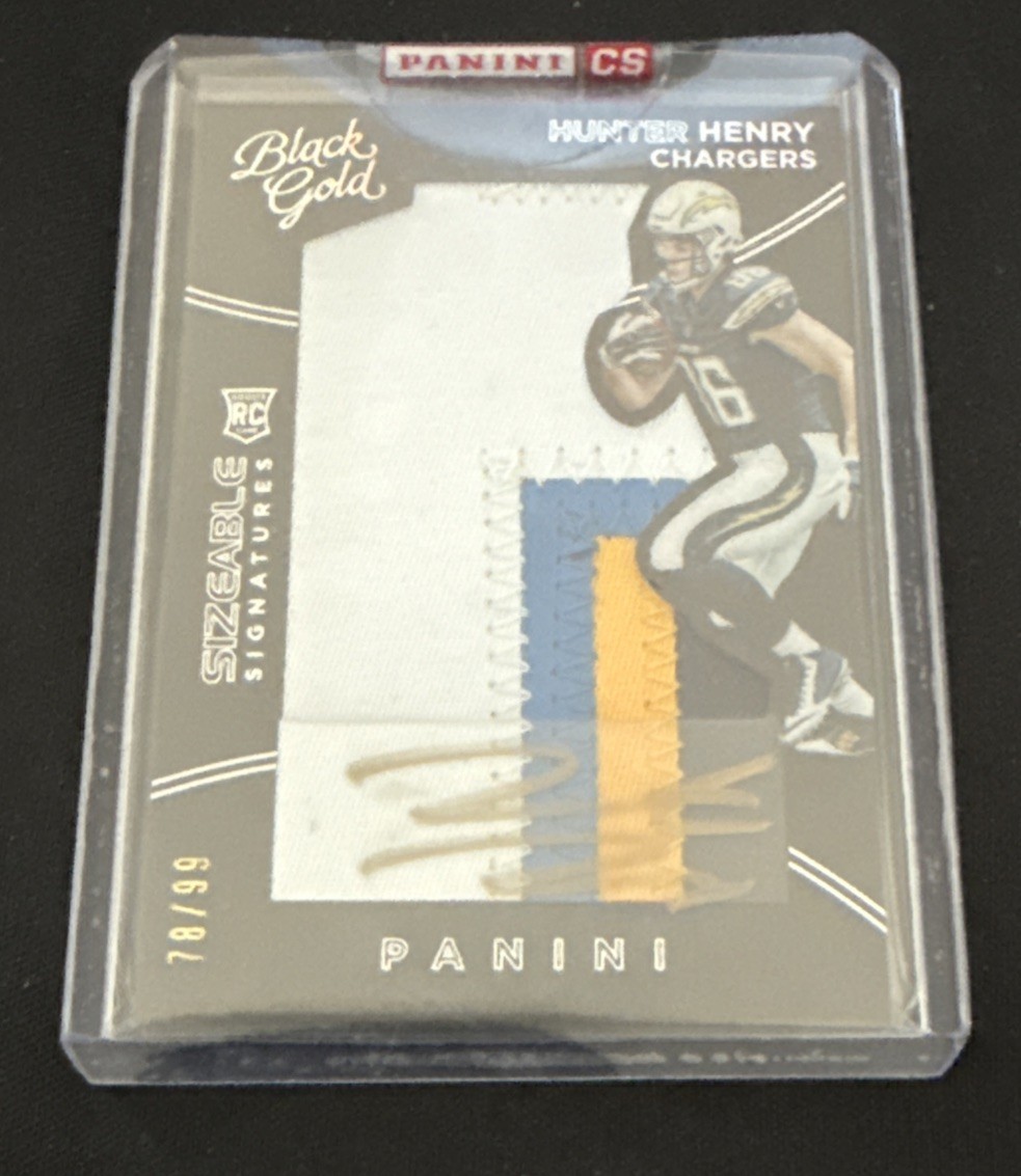 2016 Hunter Henry Panini Black Gold Jumbo Patch Auto RPA Rookie Patch Auto /99!