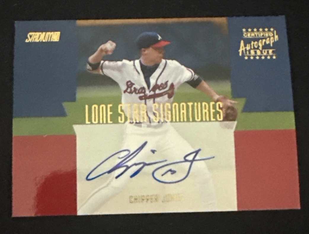 2001 Topps Stadium Club - Lone Star Signatures Chipper Jones #LS7 (AU)