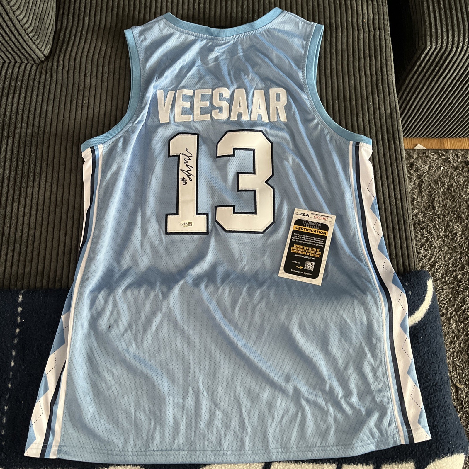 HENRI VEESAAR Autographed UNC Tar Heels Basketball Jersey North Carolina JSA COA