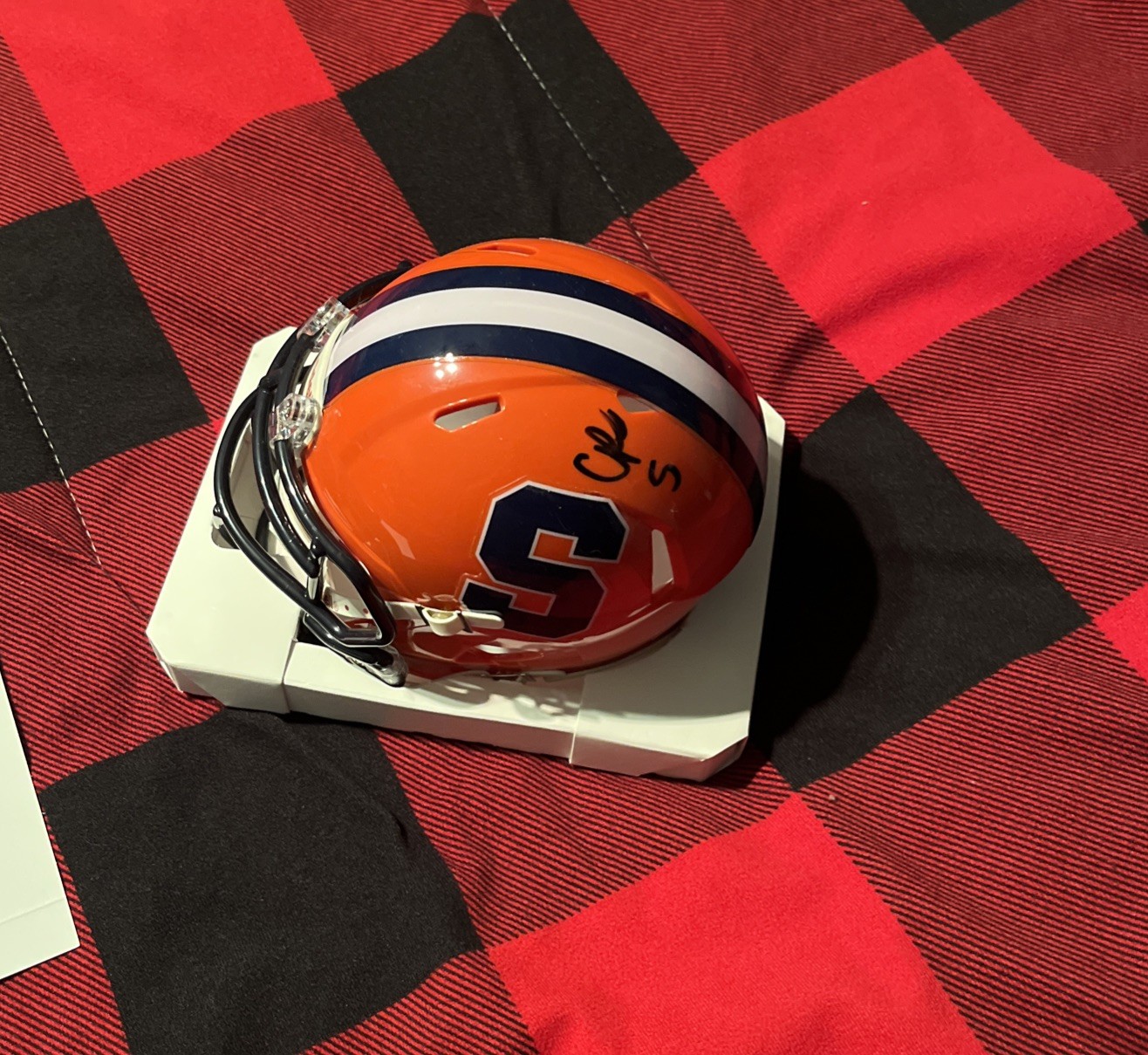 SYRACUSE ORANGE CALVIN RUSSELL III SIGNED AUTOGRAPHED MINI HELMET JSA STAR RECRU