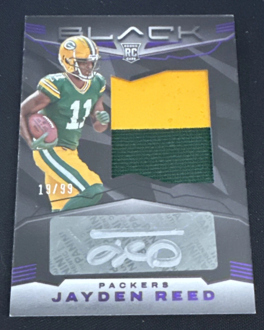 2023 Panini Black PURPLE #228  - Jayden Reed  Rookie Auto Patch RPA /99