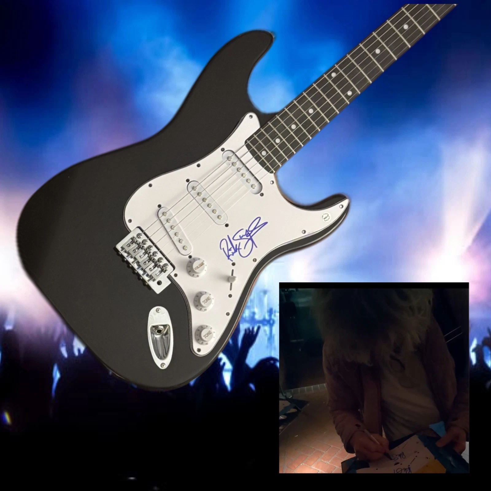 GFA Def Leppard Bassist  * RICK SAVAGE *  Signed Electric Guitar PROOF COA