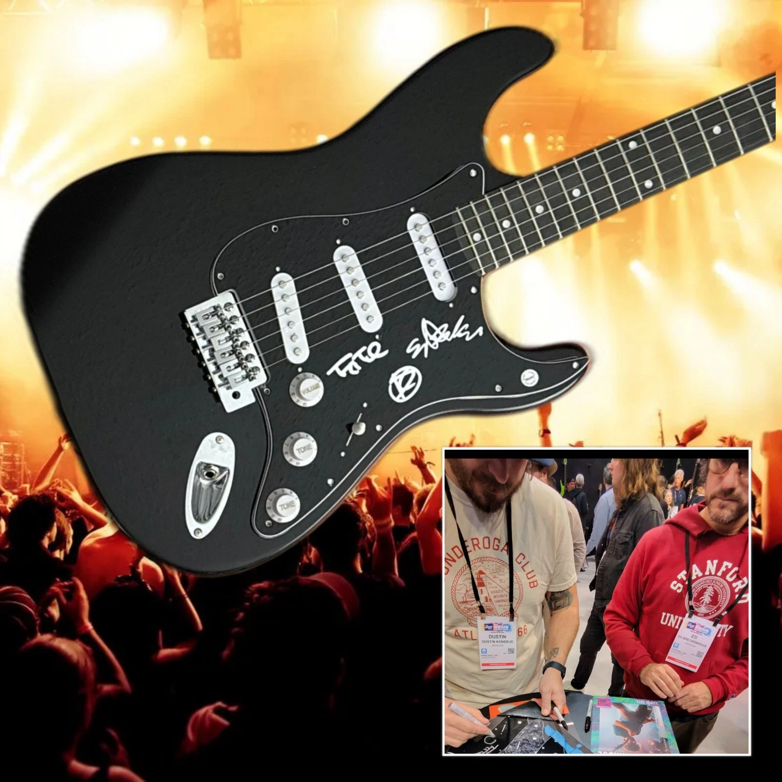 GFA  Dustin Kensure x3 Band  * THRICE *  Signed Electric Guitar PROOF COA